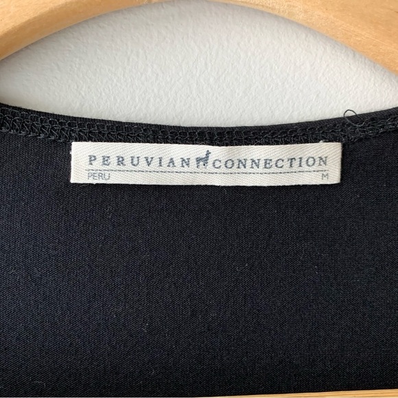 Peruvian Connection Tie Back V-Neck Sleeveless Black Dress Medium - Picture 7 of 9